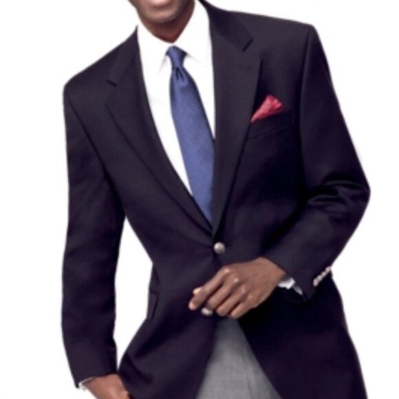 Michael Kors Mens Solid Two Button Blazer Jacket, Blue, 36 Regular - Picture 1 of 7
